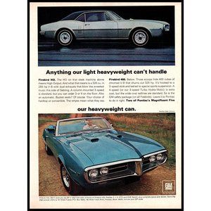 1967 Pontiac Firebird HO Coupe 400 Convertible Vintage Print Ad Wall Art Photo